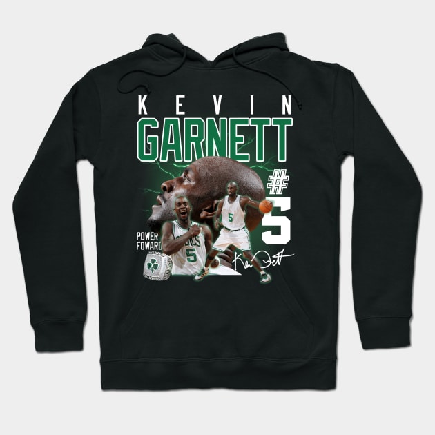 Kevin Garnett The Big Ticket Basketball Signature Vintage Retro 80s 90s Bootleg Rap Style Hoodie by CarDE